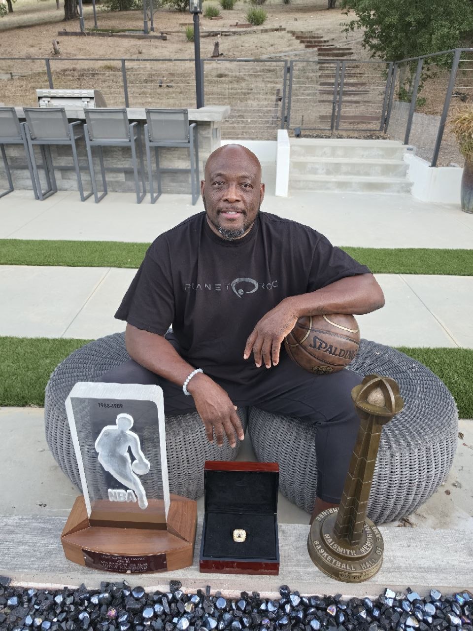 Mitch Richmond with his career hardware